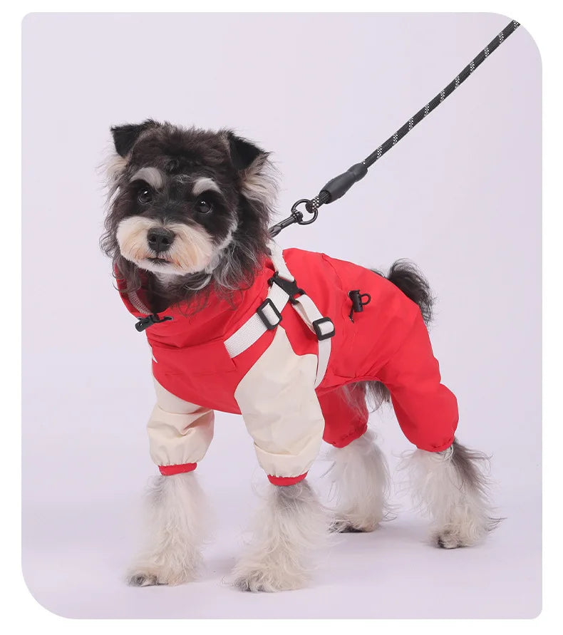 Chubasquero Reflectante con Capucha para Perros – Poncho Impermeable Ajustable con Agujero para Correa | Tallas S a XXXL