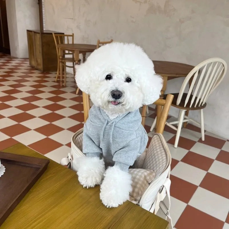 Letter Hoodie Pet Clothing Dogs Fashion Cotton Dog Clothes Costume Small French Bulldog Print Spring Autumn Gray Boy Mascotas