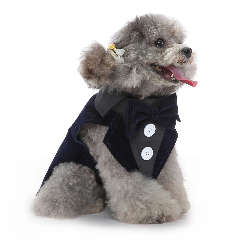 Esmoquin Formal con Pajarita para Perros y Gatos – Traje Elegante para Bodas, Halloween y Fiestas | Tallas XS a XL