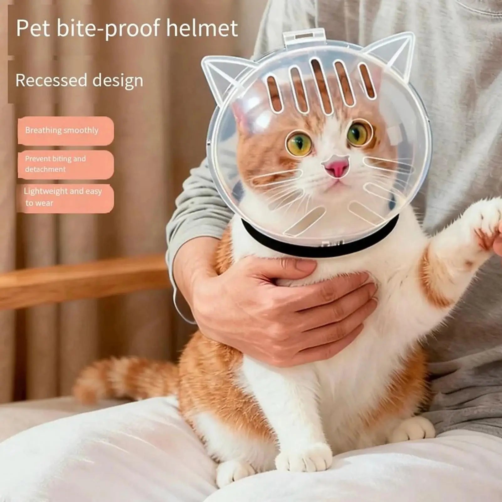 Cat Head Protection Ball, Pet Grooming Accessories Breathable Mask Swimming Helmet Cat Supplies
