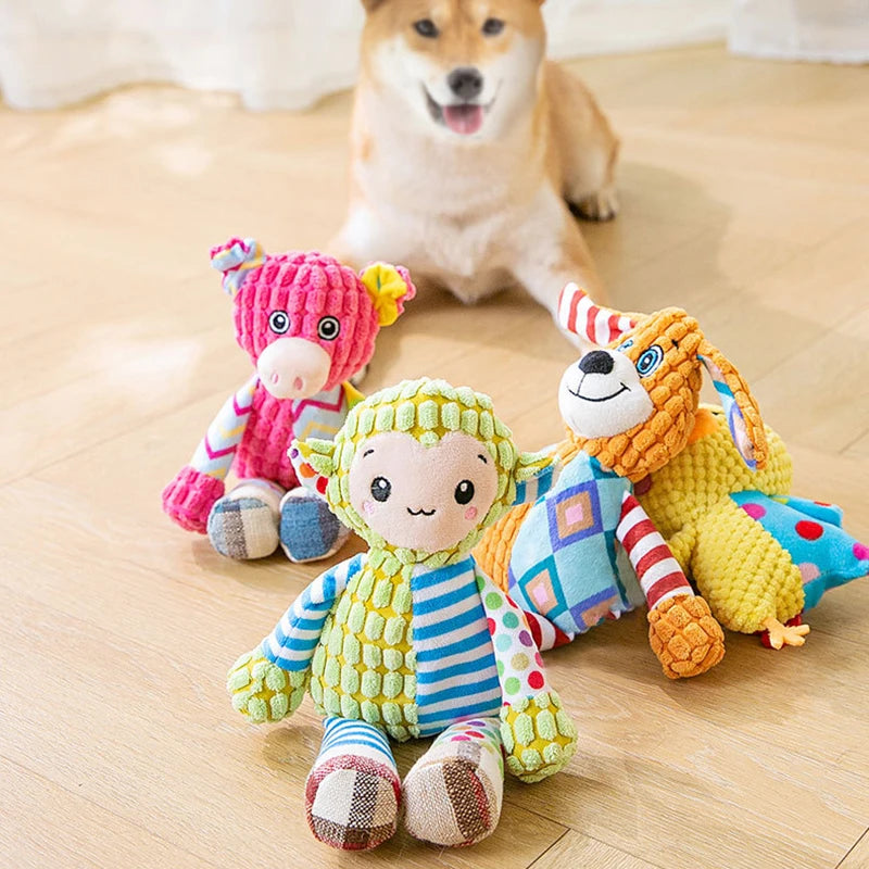 Juguete de Peluche Interactivo para Perros y Gatos - Forma de Animal con Sonido y Limpieza Dental