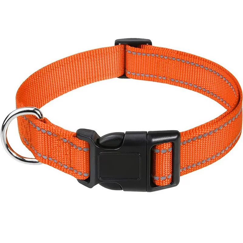 Reflective Pet Collar Adjustable Nylon Collar For Dogs Cats Anti Slip Anti Choke Pet Walking Collar Durable Pet Accessories