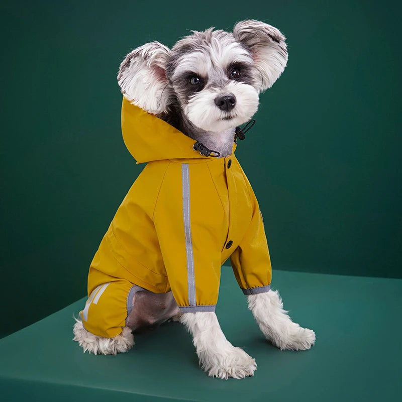Mono Impermeable con Franja Reflectante para Perros Pequeños y Medianos – Chubasquero Jumpsuit | Tallas S a 2XL