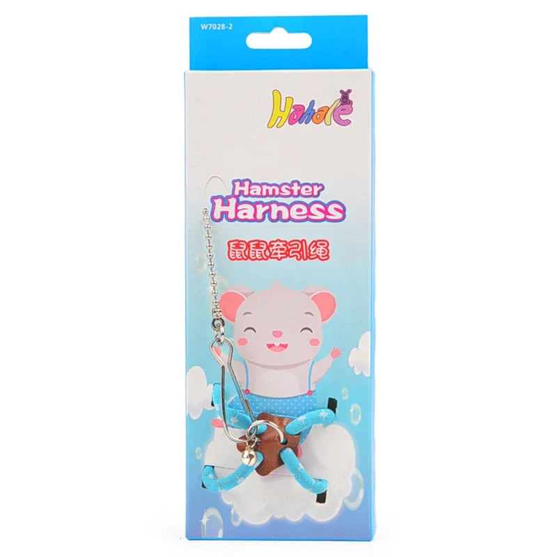 Arnés con Correa y Cascabel para Hámsters, Ratones, Hurones y Roedores — Suave, Ajustable, Azul y Rosa