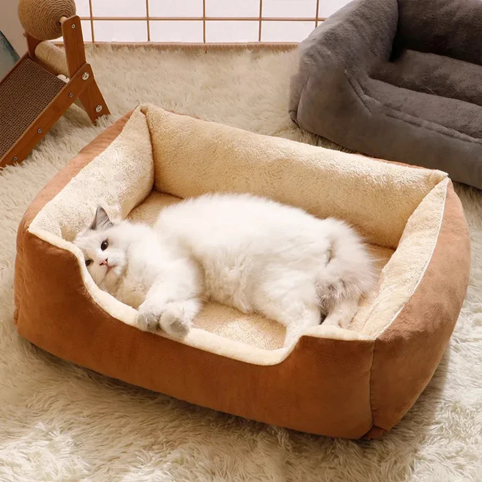 Cama Cojín de Felpa Corta para Gatos y Perros – Suave, Transpirable, Tallas S, M y L