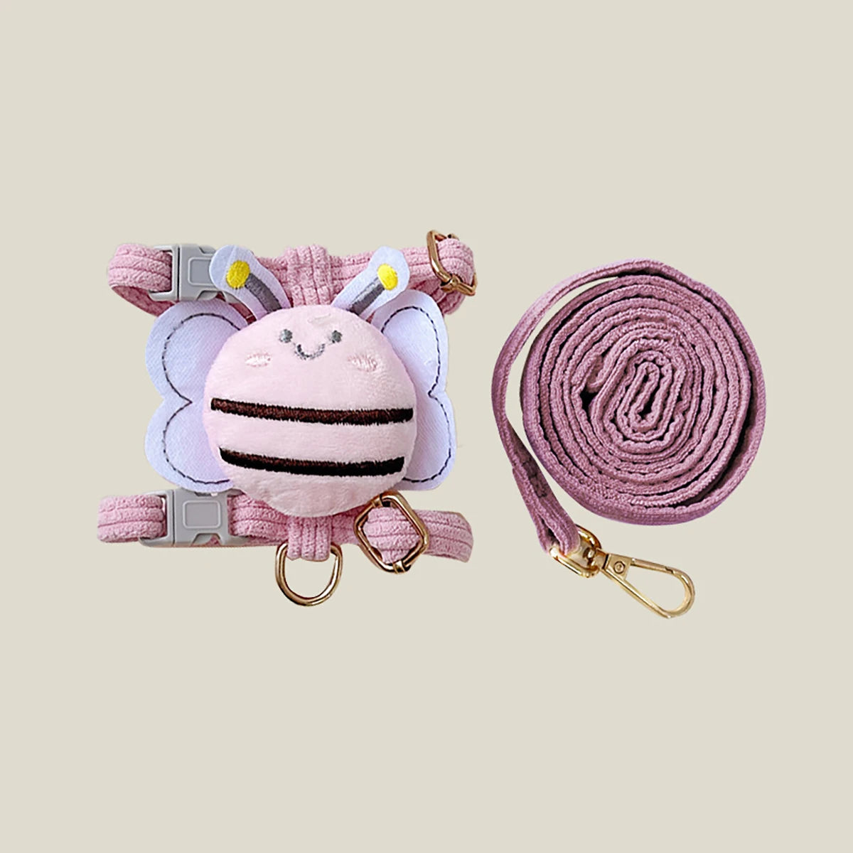 Arnés con Correa Diseño Abeja para Perros y Gatos — Suave, Ajustable, Antipérdida, Tallas S y M