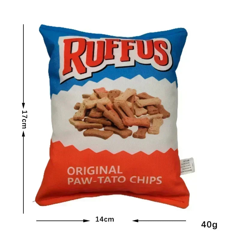 Juguete de Peluche con Sonido para Perros - Bolsa de Patatas Fritas
