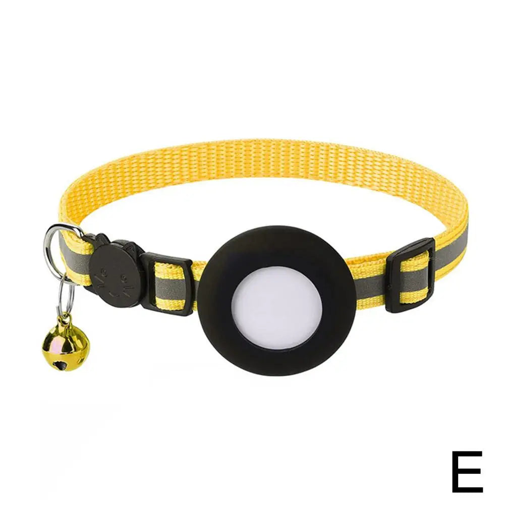 Collar Reflectante para Gatos con Funda para AirTag — Cascabel, Colgante de Dirección y Huellas