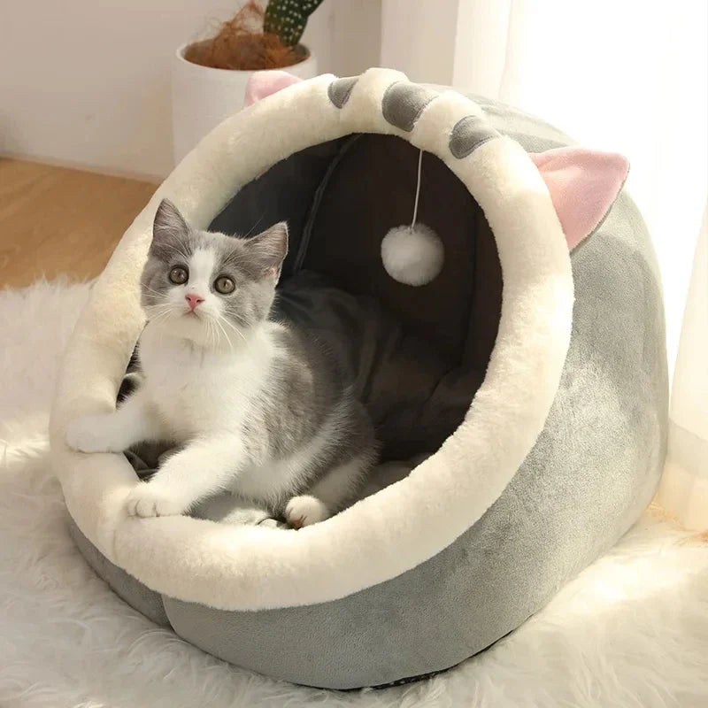 Cama-Casita con Orejas para Gatos | Cojín Extraíble | S, M y L