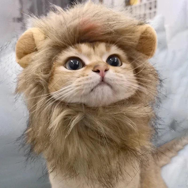 Cat Hairpiece Humorous Lion Mane Headgear for Dogs and Cats Adjustable Costume Accessories for Fun Dress-up and Play