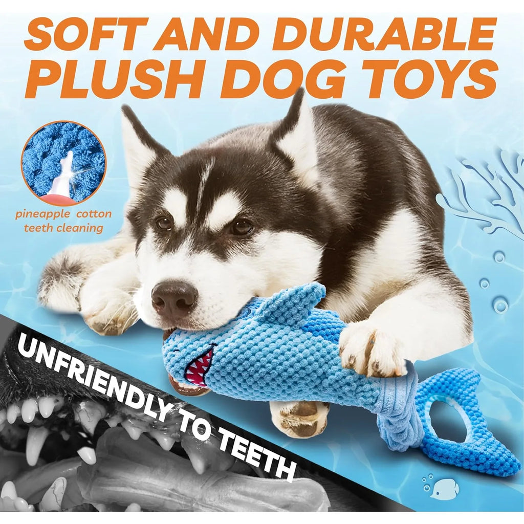 Juguetes Chirriantes de Peluche para Perros - Tiburón o Pulpo con Sonido