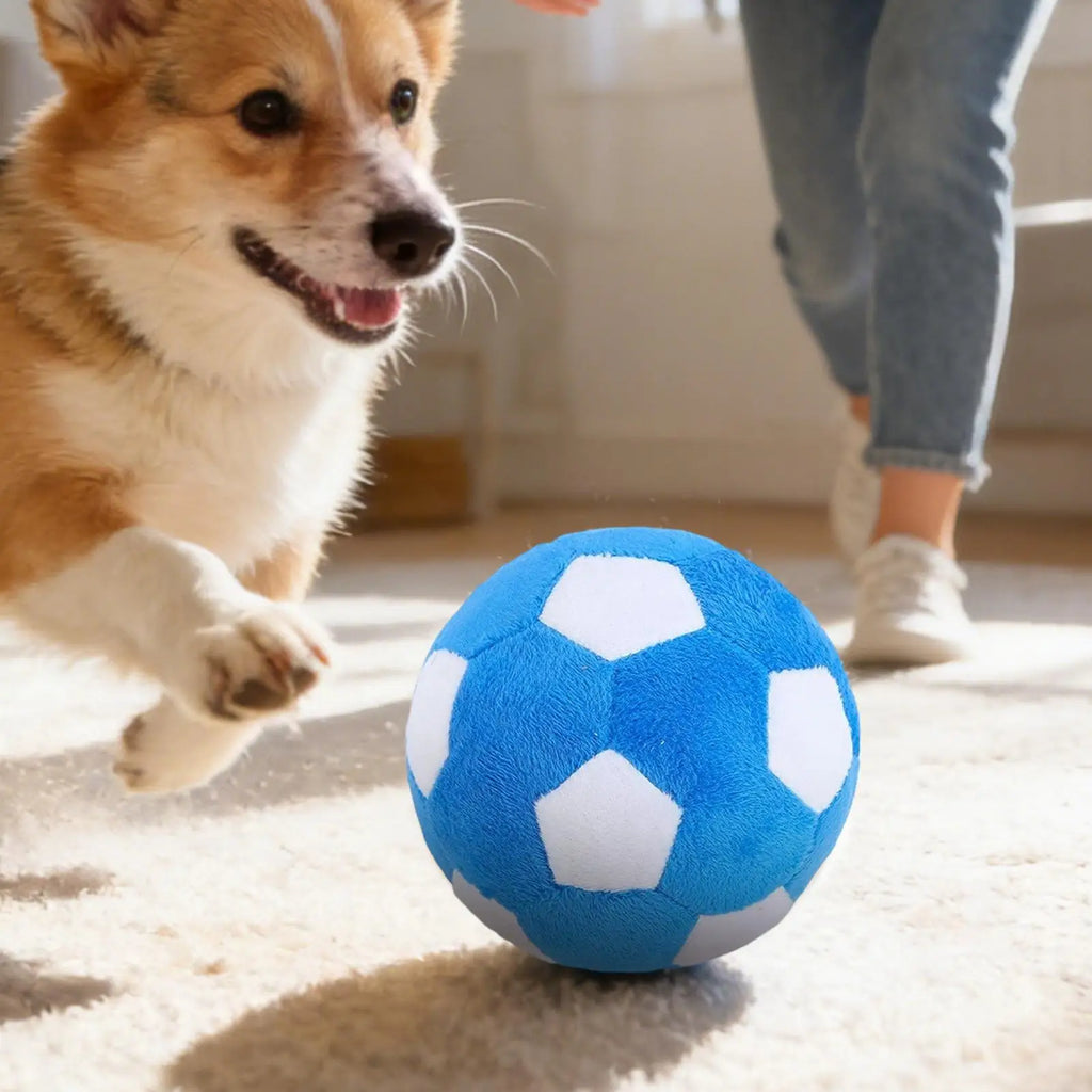 Balón de Fútbol de Peluche con Sonido para Perros - Interior y Exterior 12 cm