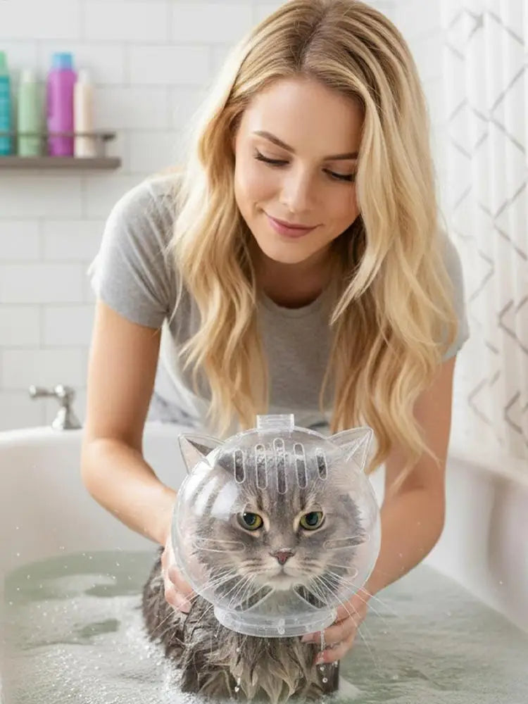 Cat Head Protection Ball, Pet Grooming Accessories Breathable Mask Swimming Helmet Cat Supplies