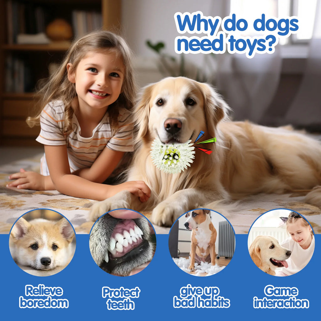 Pelota de Tenis de Goma con Púas y Sonido para Perros - Limpieza Dental para Todas las Razas