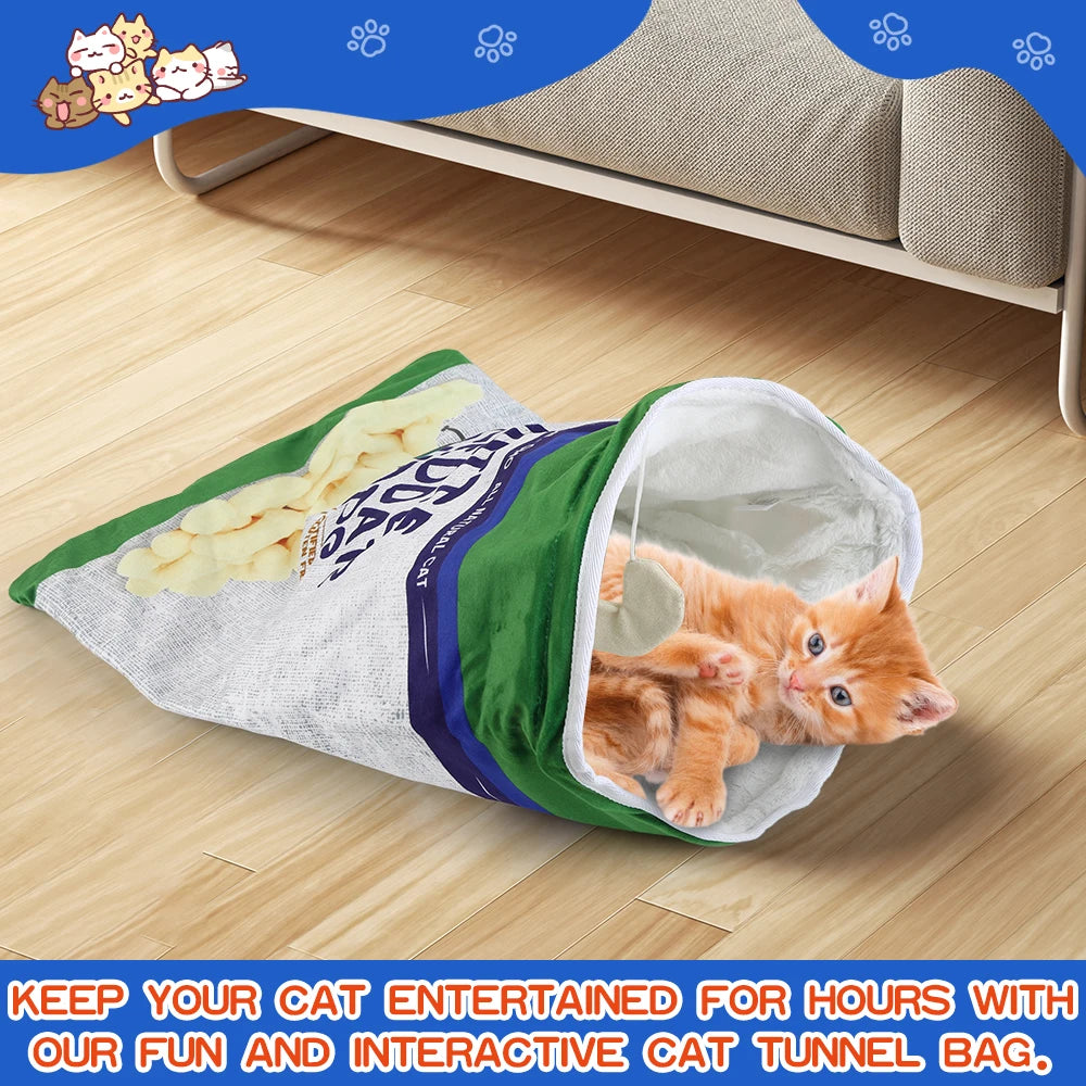 6 Halloween Gourmet Pattern Designs Cat Tunnel Toy, Cat Birthday Gift,Collapsible Interactive Cat Drill Bag Pet Toy