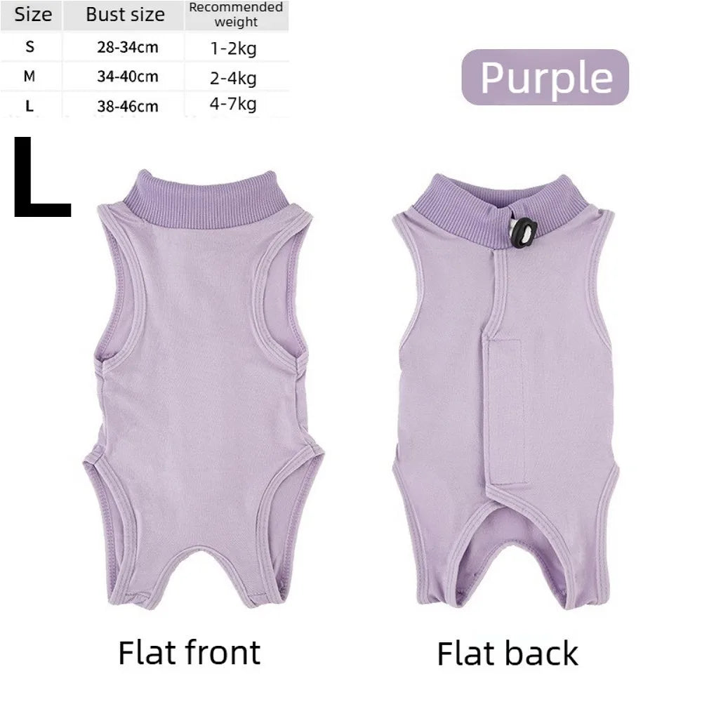 Soft Pet Cats Surgery Recovery Suit Breathable Anti-Lick Bodysuit for Wound Care and Postoperative Recovery Pet Clothing Apparel