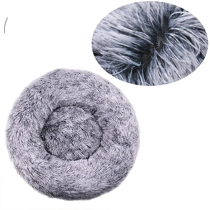 Cama Redonda de Pelo Suave para Perros y Gatos