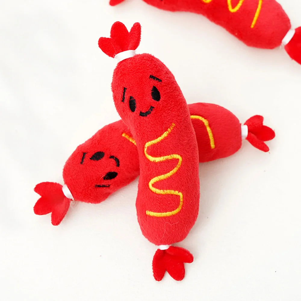 Juguete de Peluche con Sonido para Perros y Gatos - Salchicha Resistente a Mordiscos