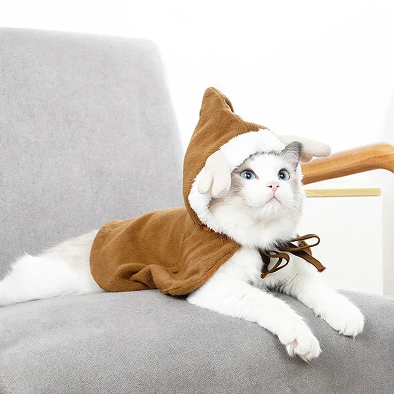 Capa Navideña de Papá Noel para Gatos y Perros Pequeños – Disfraz de Cosplay | Tallas S, M y L