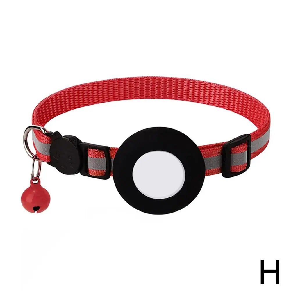 Collar Reflectante para Gatos con Funda para AirTag — Cascabel, Colgante de Dirección y Huellas