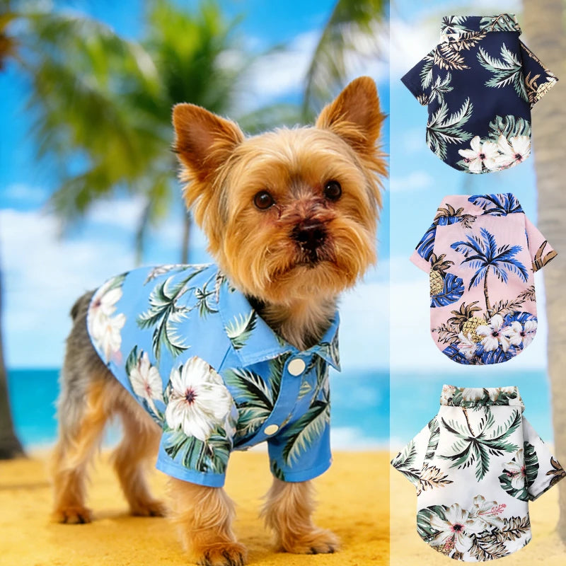 Camiseta Hawaiana de Piña para Perros y Gatos – Ropa de Verano y Playa | Tallas XS a XXL