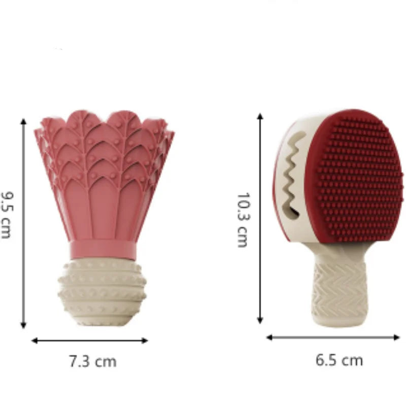 Juguete de TPR con Forma de Bádminton para Perros - Resistente a Mordiscos y Limpieza Dental