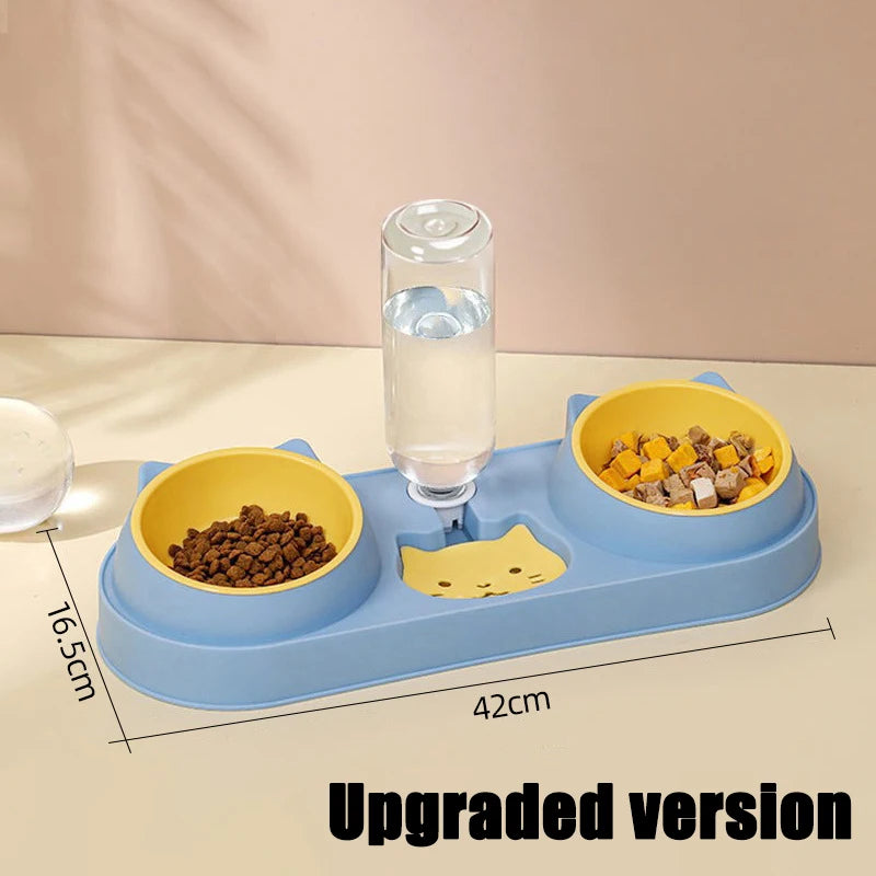 Comedero Automático 3 en 1 para Gatos y Perros – Doble Cuenco con Bebedero y Soporte Elevado