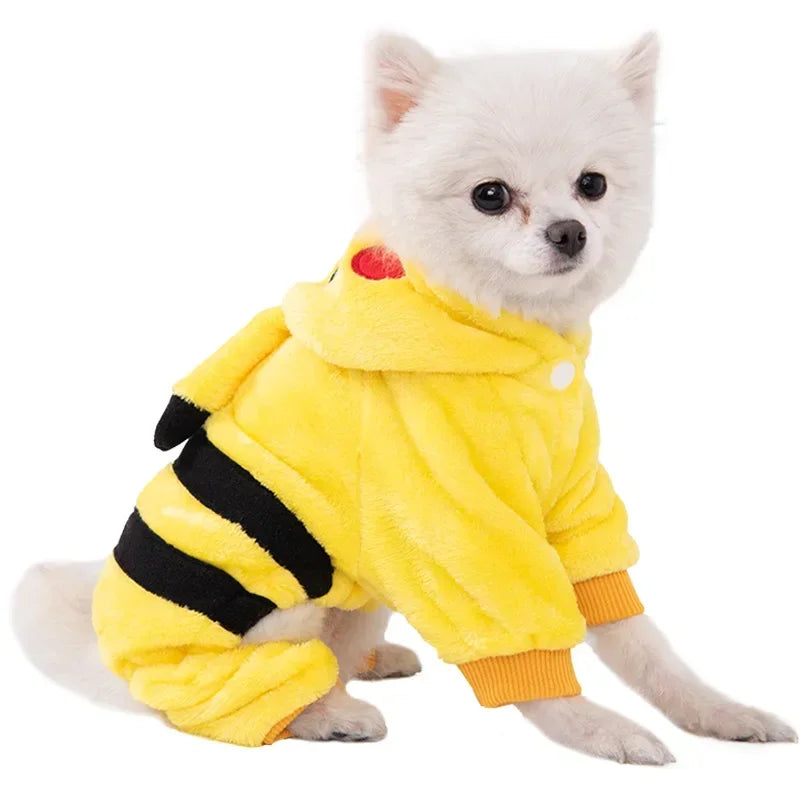 Disfraz Sudadera de Forro Polar con Animales para Perros y Gatos Pequeños – León, Pikachu, Cerdo, Vaca, Tigre y Dinosaurio