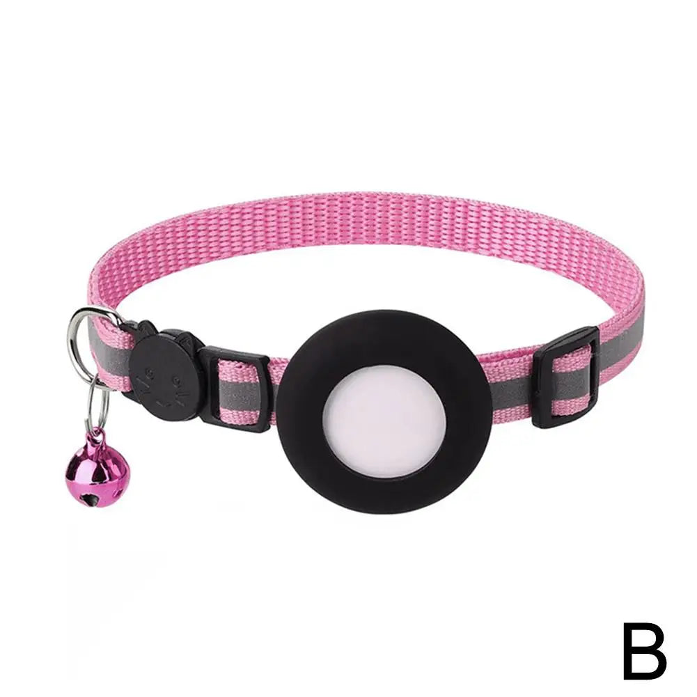 Collar Reflectante para Gatos con Funda para AirTag — Cascabel, Colgante de Dirección y Huellas