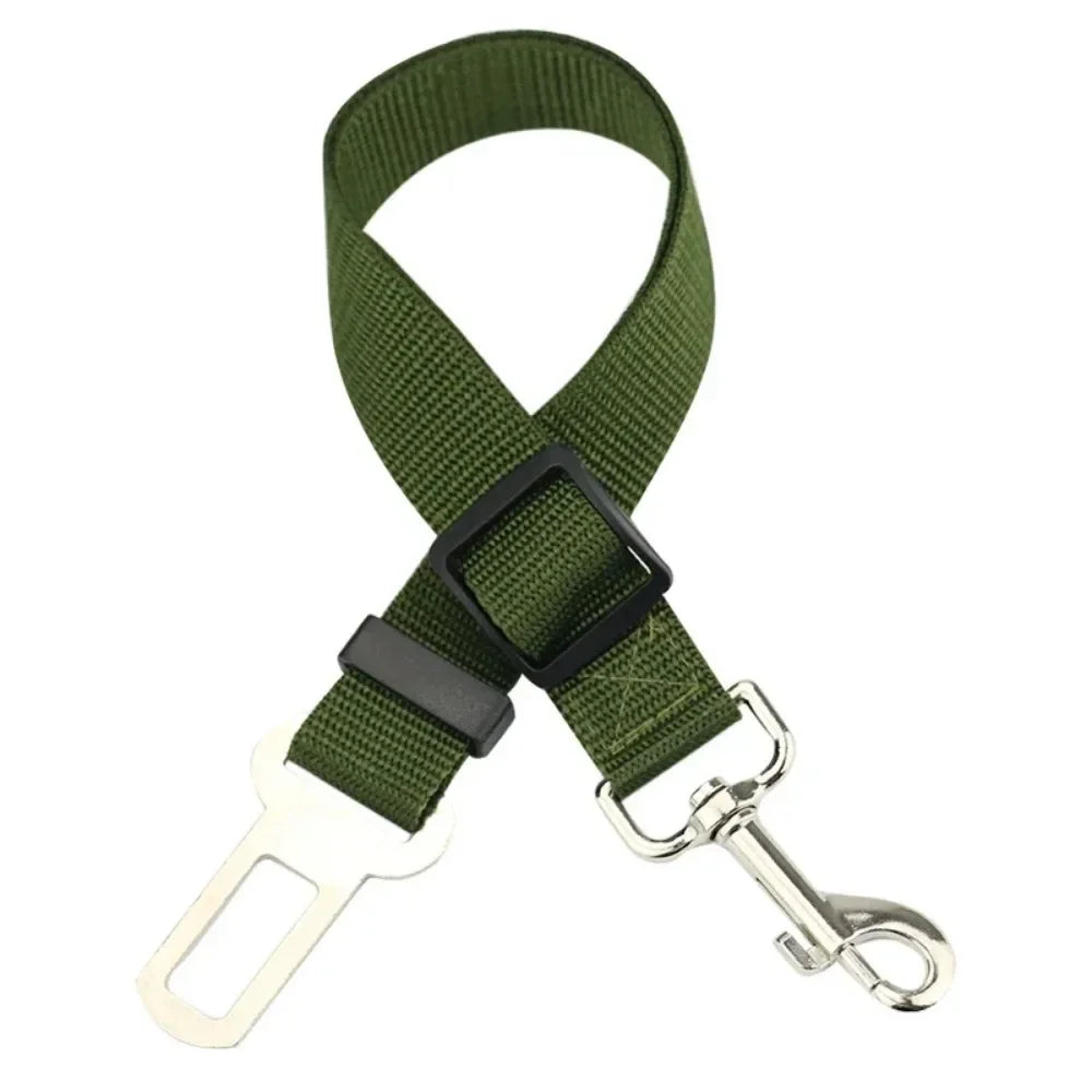 Cinturón de Seguridad para Coche para Perros y Gatos — Nylon Ajustable, Cierre Rápido, 10 Colores