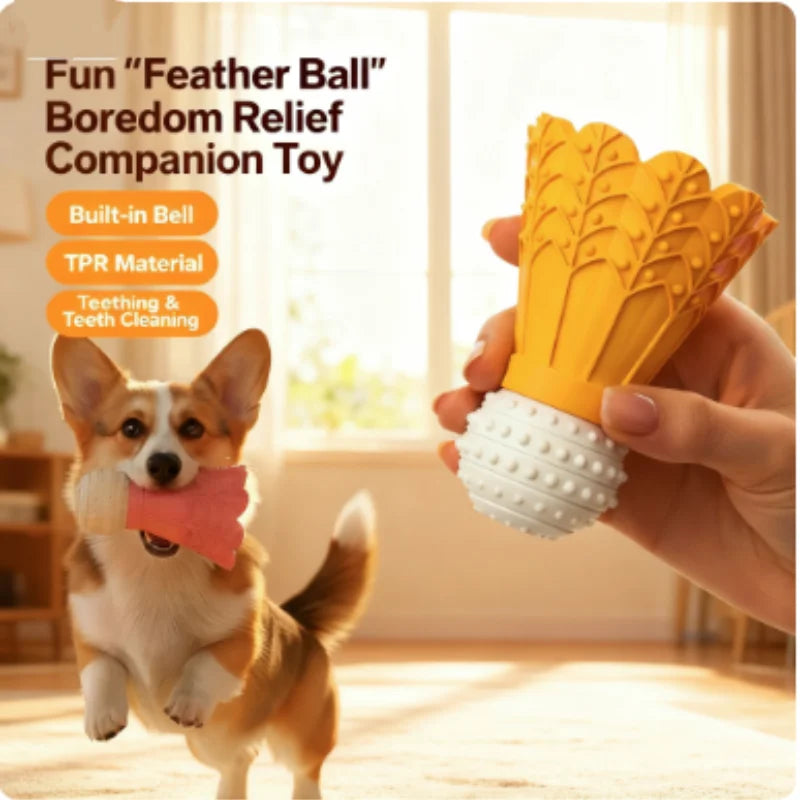 Juguete de TPR con Forma de Bádminton para Perros - Resistente a Mordiscos y Limpieza Dental