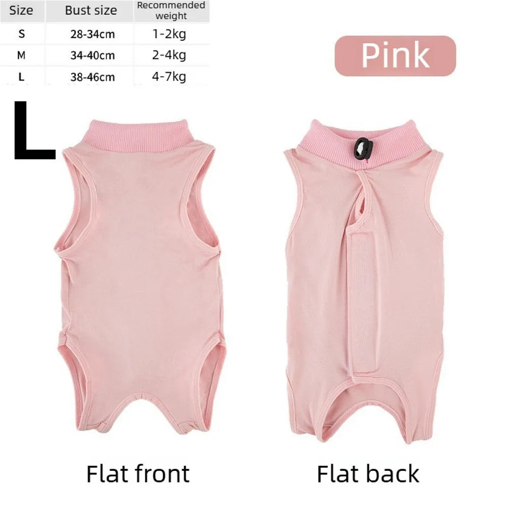 Soft Pet Cats Surgery Recovery Suit Breathable Anti-Lick Bodysuit for Wound Care and Postoperative Recovery Pet Clothing Apparel