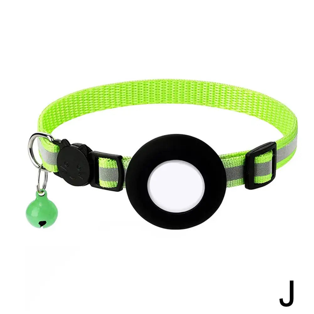 Collar Reflectante para Gatos con Funda para AirTag — Cascabel, Colgante de Dirección y Huellas