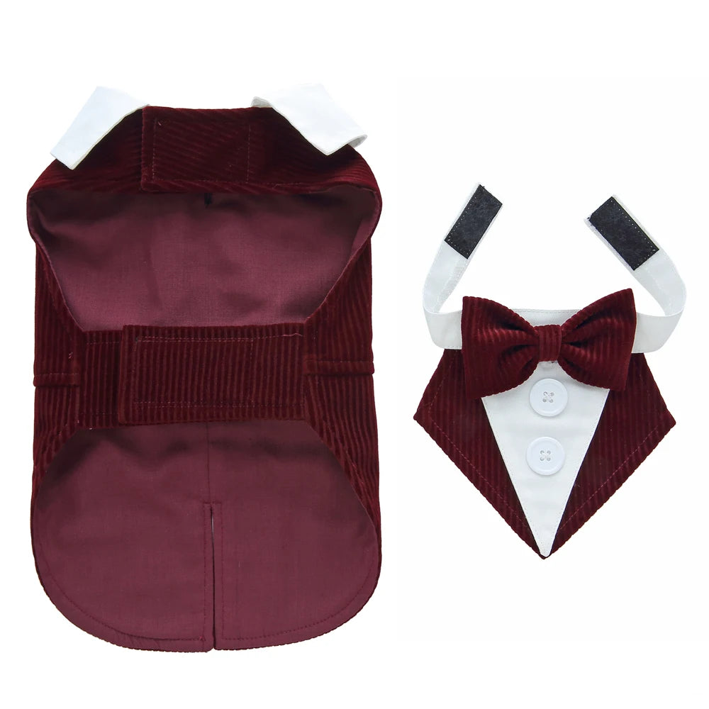 Esmoquin Formal con Pajarita para Perros y Gatos – Traje Elegante para Bodas, Halloween y Fiestas | Tallas XS a XL
