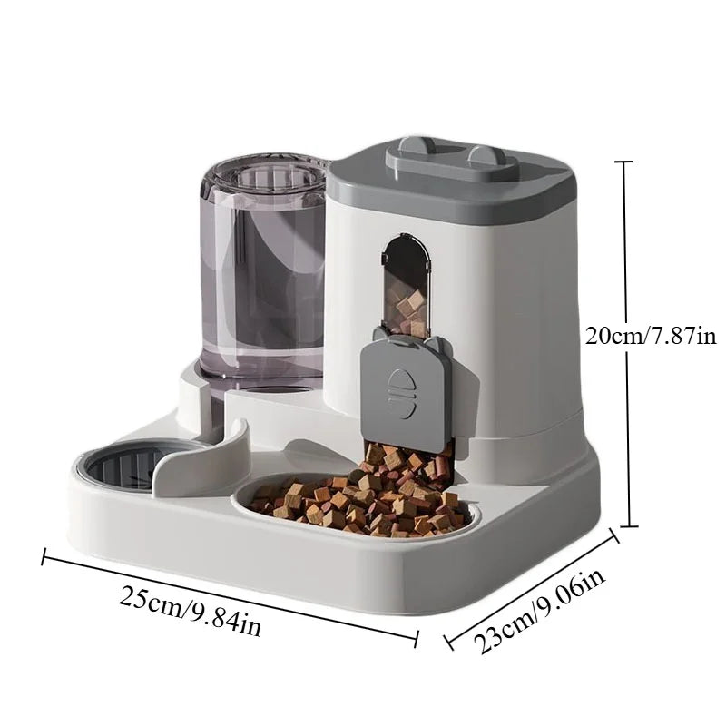 Comedero Automático Antiderrame 2 en 1 para Gatos y Perros – Comida y Agua por Gravedad