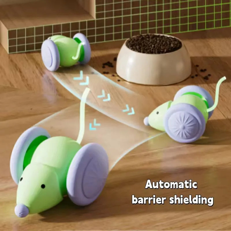 Ratón Inteligente Eléctrico para Gatos - Evitación de Obstáculos, Silencioso y Recargable