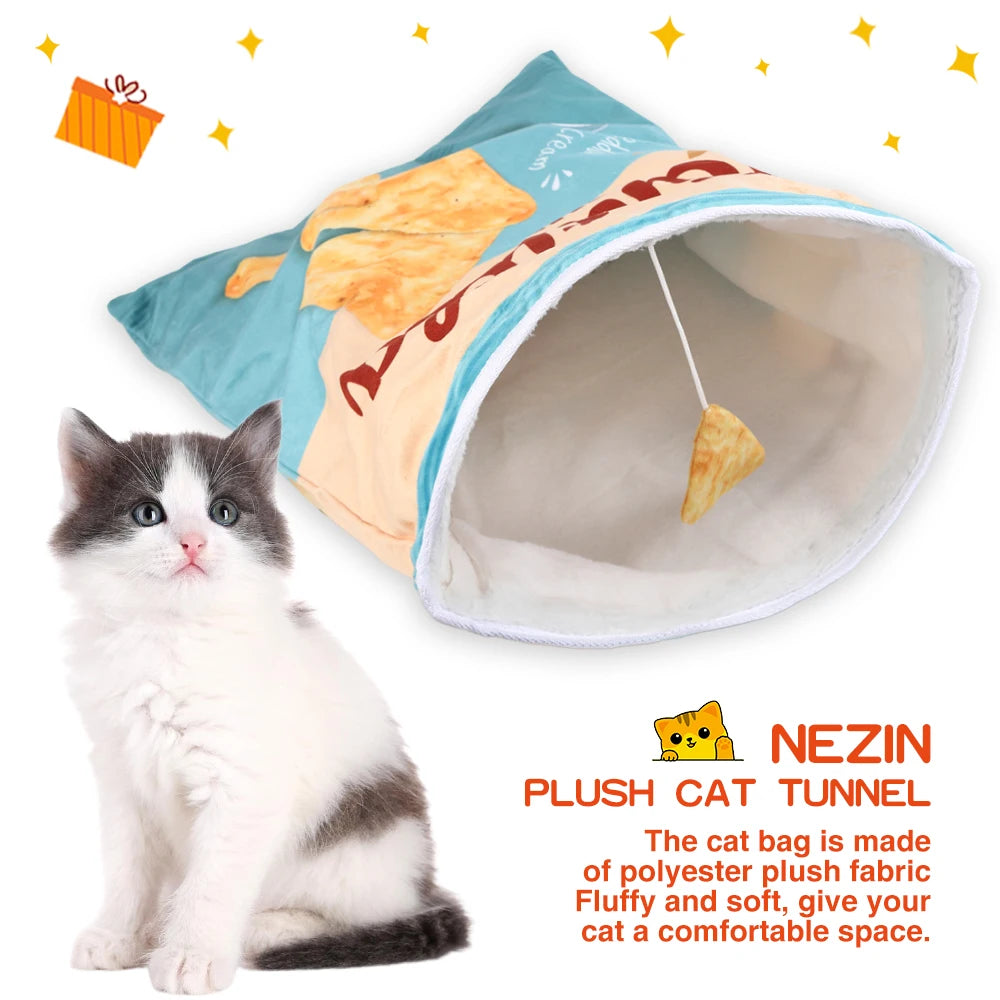 6 Halloween Gourmet Pattern Designs Cat Tunnel Toy, Cat Birthday Gift,Collapsible Interactive Cat Drill Bag Pet Toy