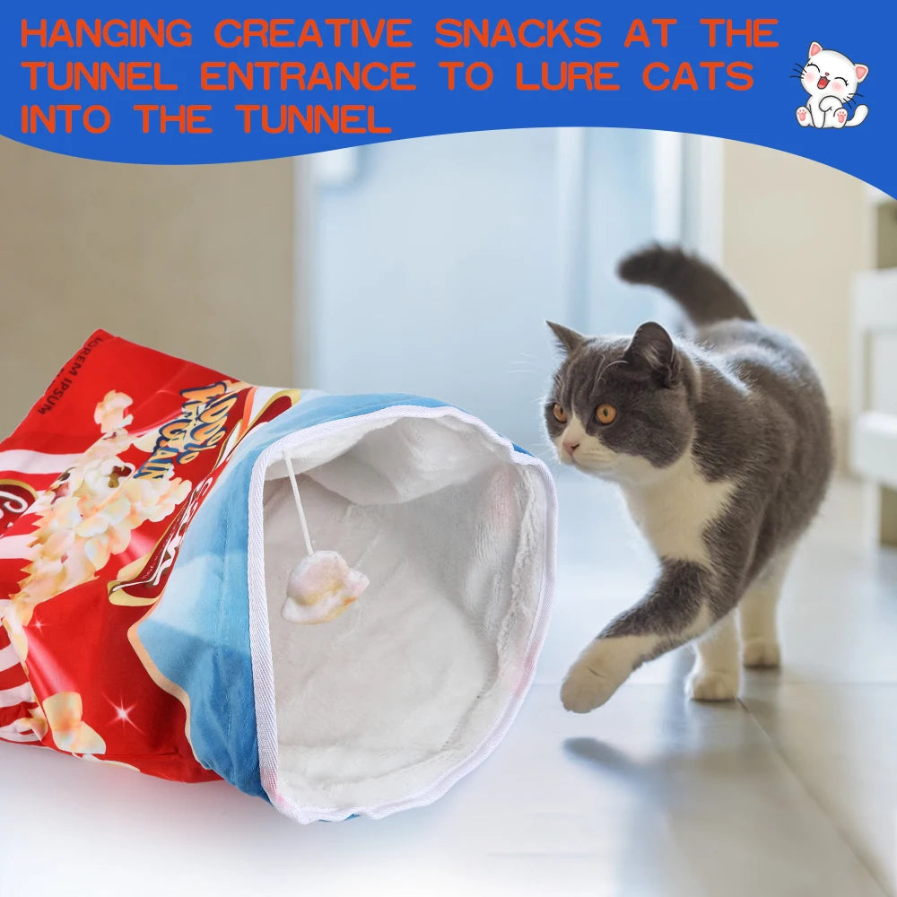 6 Halloween Gourmet Pattern Designs Cat Tunnel Toy, Cat Birthday Gift,Collapsible Interactive Cat Drill Bag Pet Toy