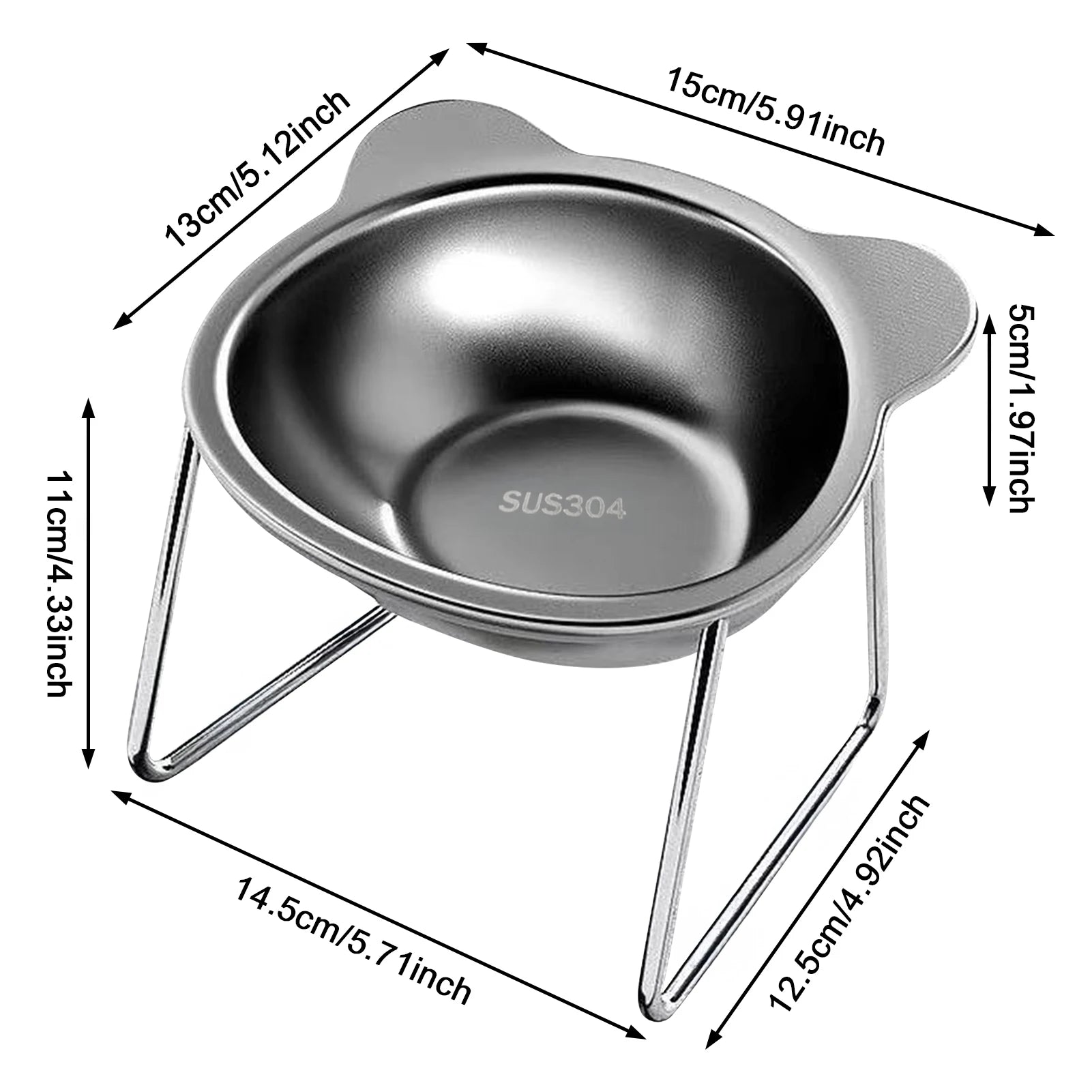 Cuenco de Acero Inoxidable Inclinado con Soporte para Gatos y Perros – Protege el Cuello