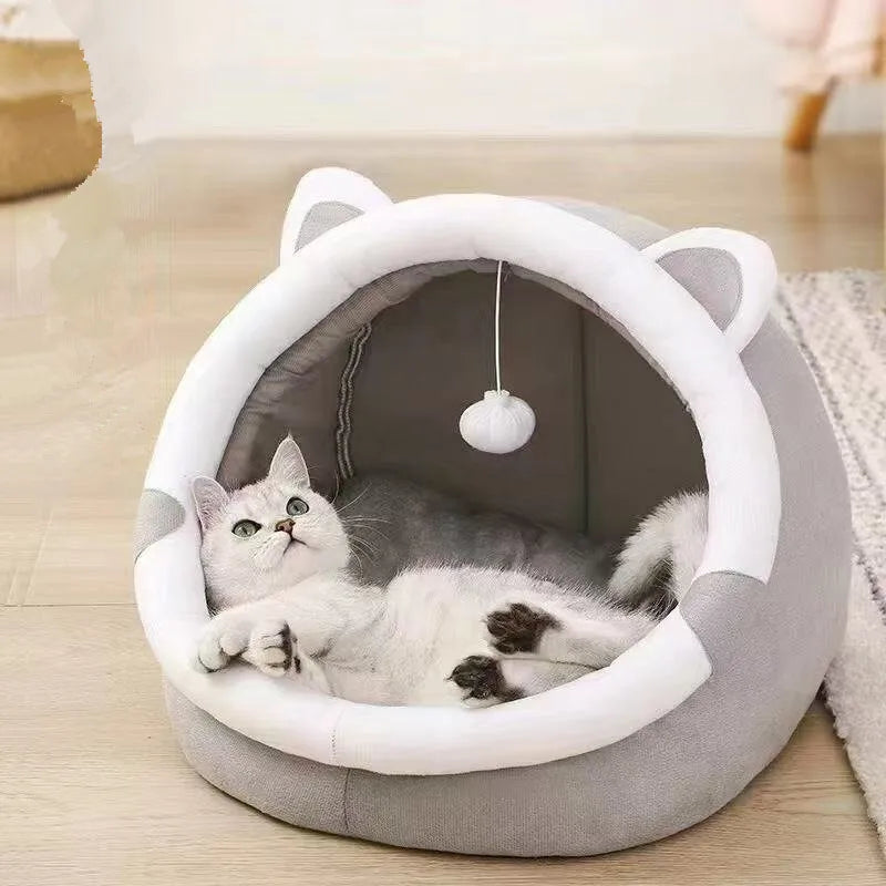 Cama-Casita con Orejas para Gatos | Cojín Extraíble | S, M y L