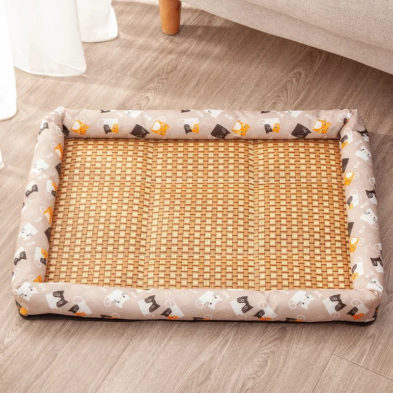 Alfombra Refrescante de Ratán para Gatos y Perros – Transpirable, Antideslizante y con Estampados – S, M y L