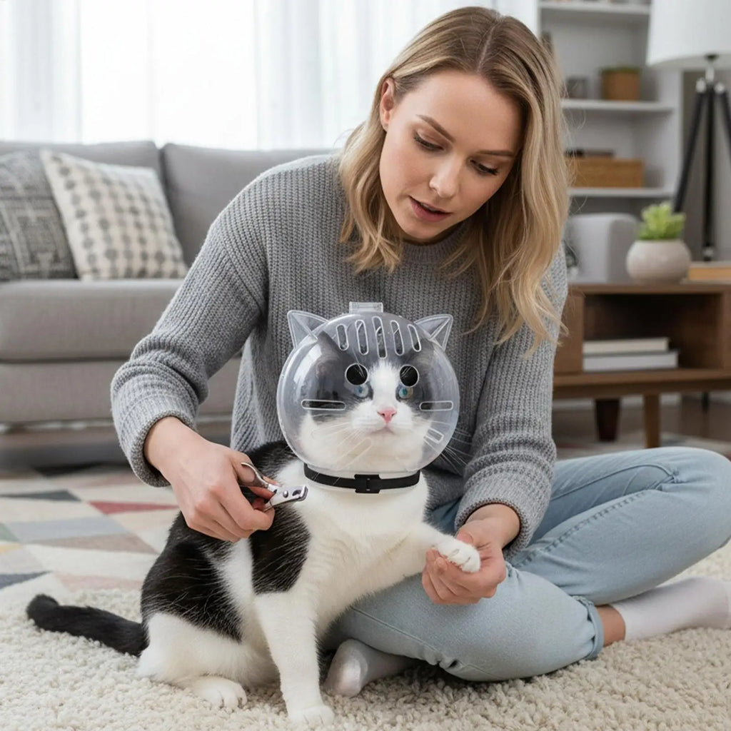 Cat Head Protection Ball, Pet Grooming Accessories Breathable Mask Swimming Helmet Cat Supplies