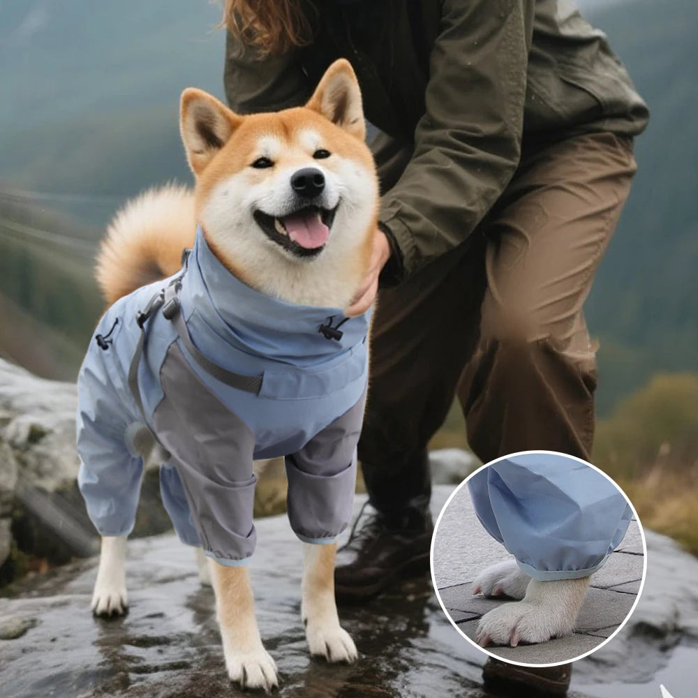 Chubasquero Reflectante con Capucha para Perros – Poncho Impermeable Ajustable con Agujero para Correa | Tallas S a XXXL