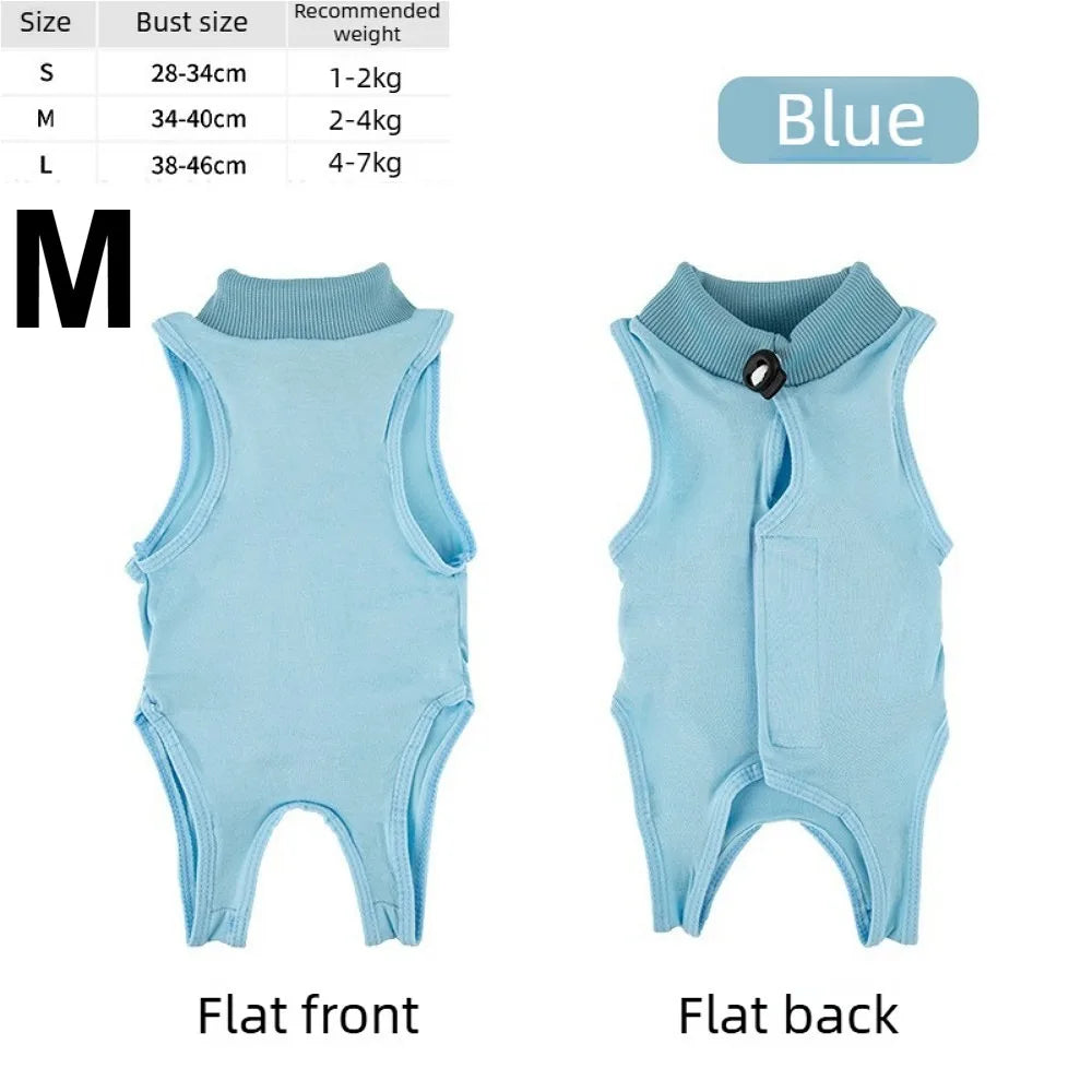 Soft Pet Cats Surgery Recovery Suit Breathable Anti-Lick Bodysuit for Wound Care and Postoperative Recovery Pet Clothing Apparel