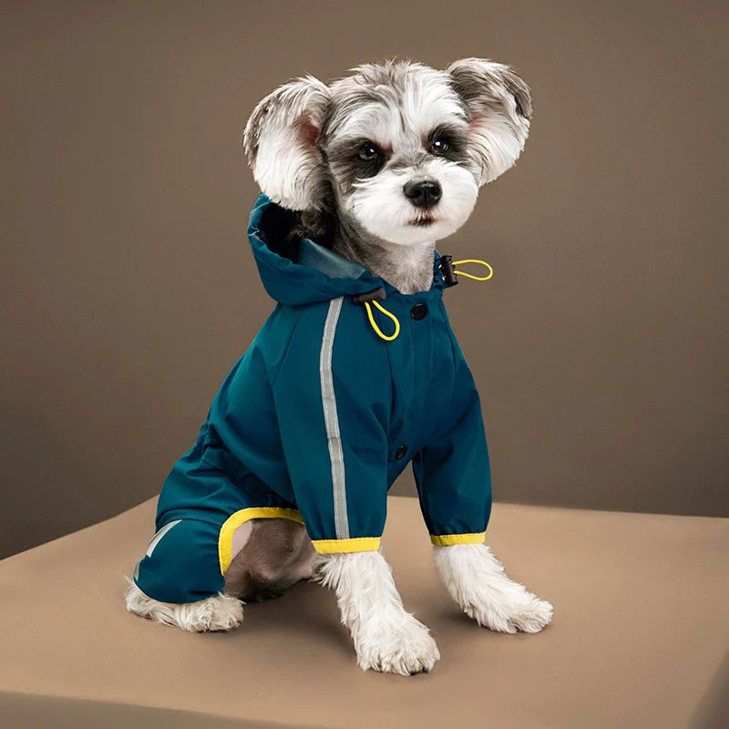 Mono Impermeable con Franja Reflectante para Perros Pequeños y Medianos – Chubasquero Jumpsuit | Tallas S a 2XL