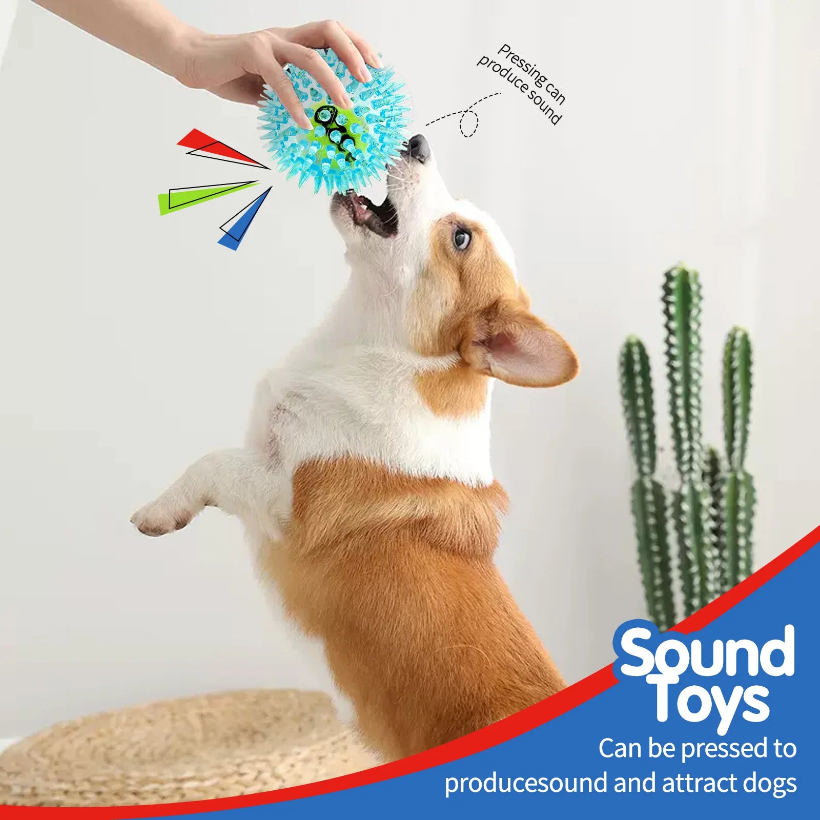 Pelota de Tenis de Goma con Púas y Sonido para Perros - Limpieza Dental para Todas las Razas