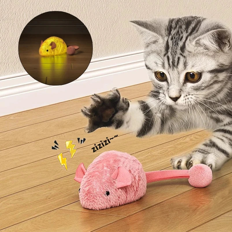 Ratón de Peluche Luminoso con Sonido para Gatos - Juguete Interactivo 15 cm