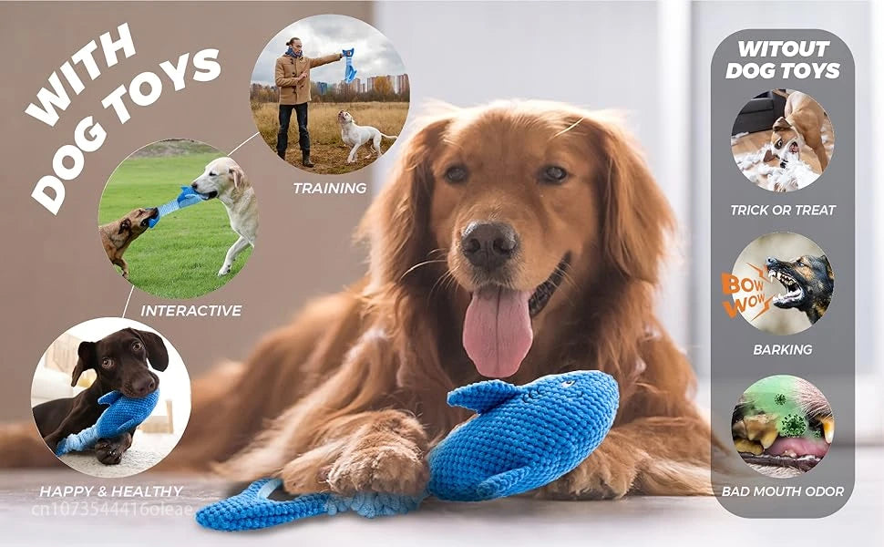 Juguetes Chirriantes de Peluche para Perros - Tiburón o Pulpo con Sonido