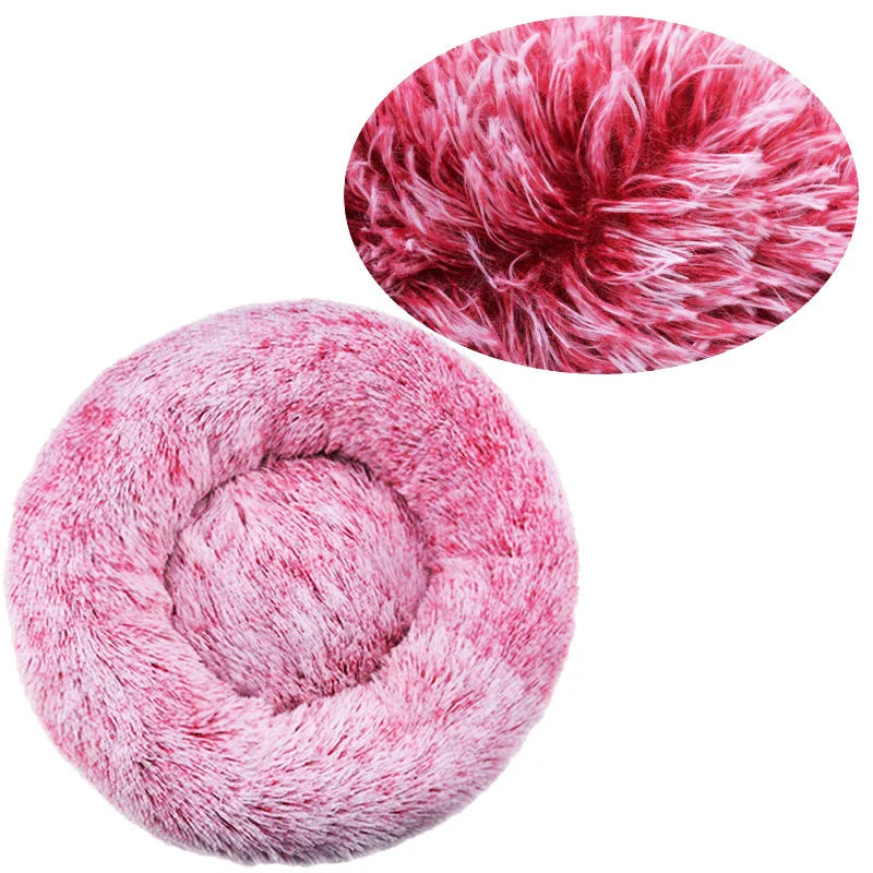 Cama Redonda de Pelo Suave para Perros y Gatos