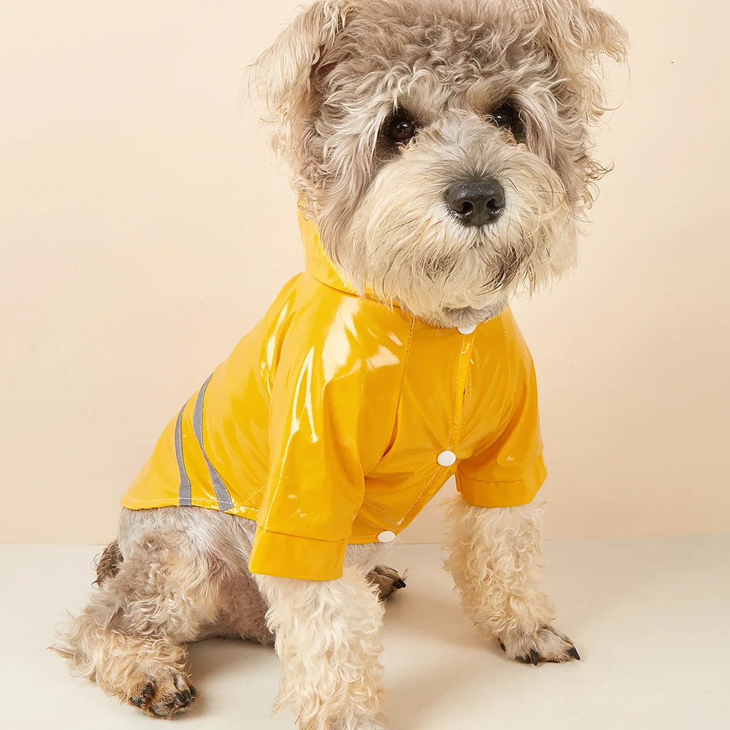 Chubasquero Poncho Impermeable con Franja Reflectante para Perros Pequeños – PU Cortavientos | Tallas S a XL